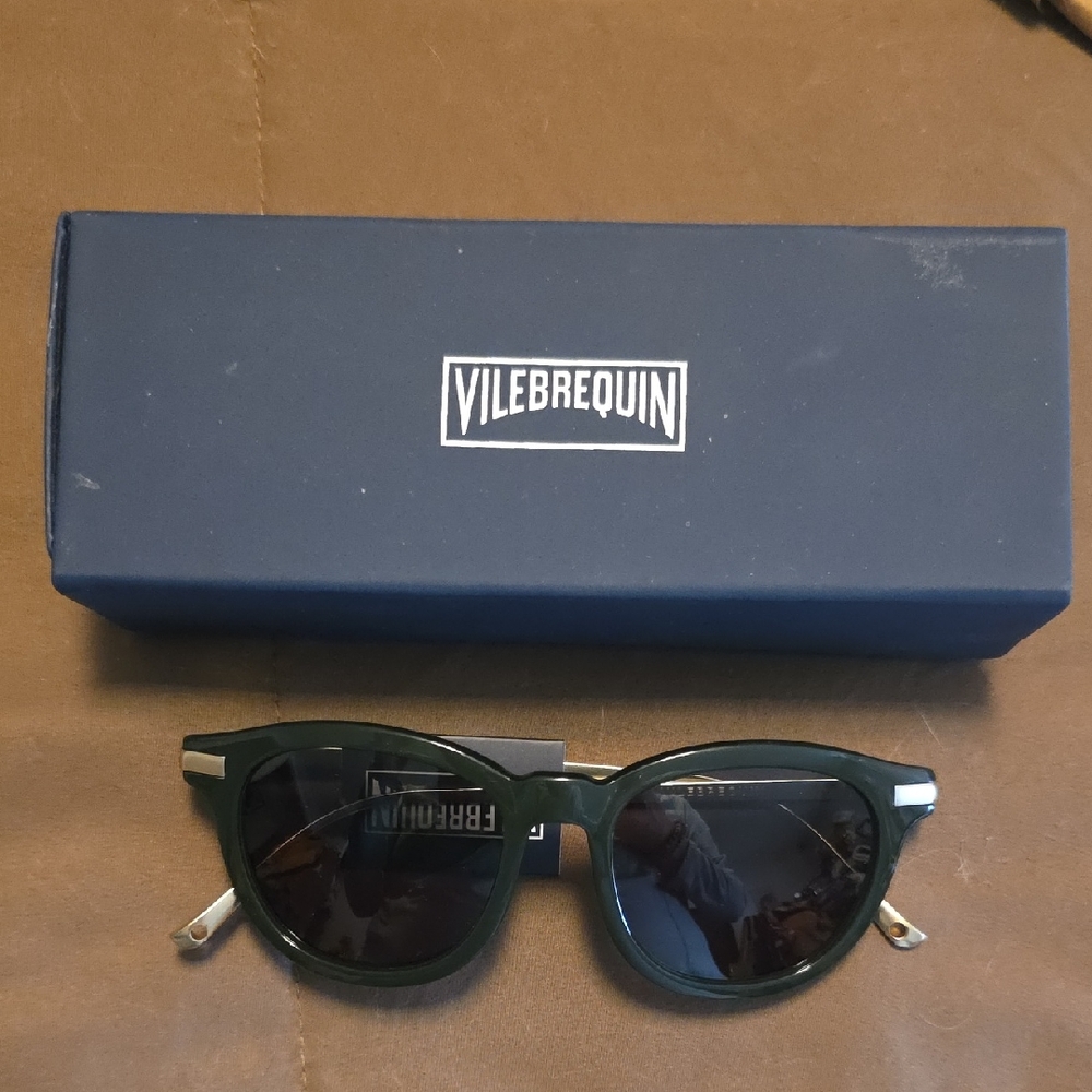 Vilebrequin Dark Green Frame Sunglasses with Black Lenses
